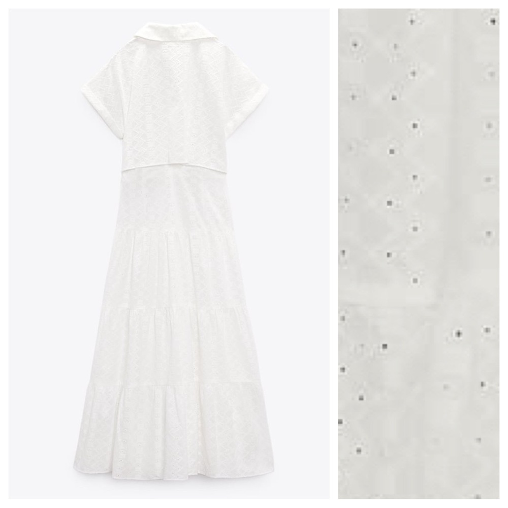 Zara White Eyelet Midi Dress - Picture 7 of 11